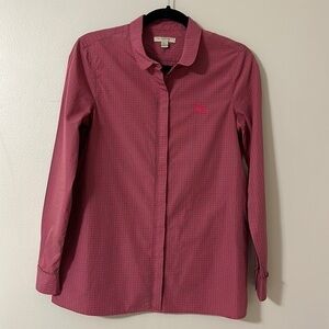 Burberry Brit Womens Button Down Pink Check Shirt Sz XS Preppy Classic Luxury